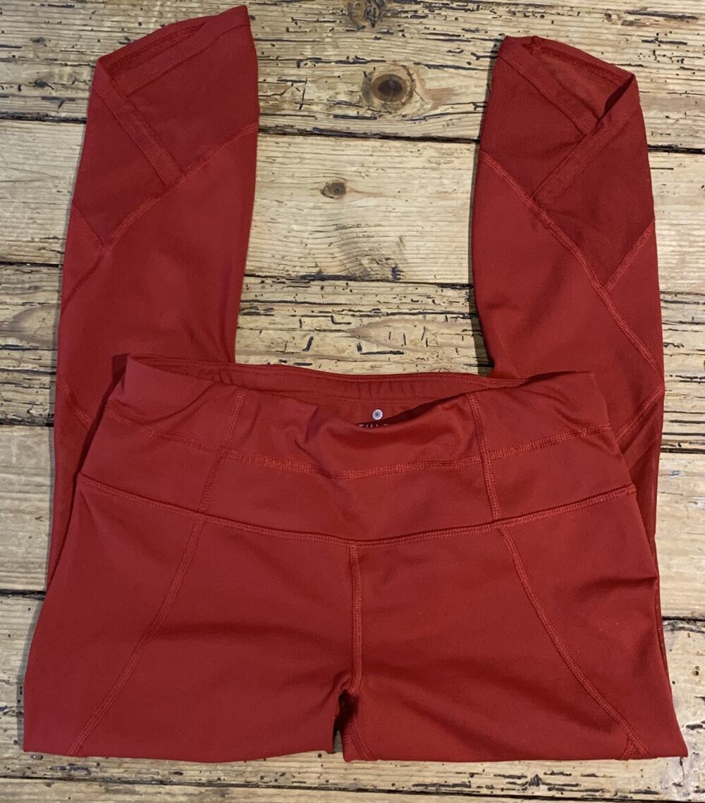 Athleta Women’s Size XS Brick Red Ankle Cut Leggings w/ Mesh Design